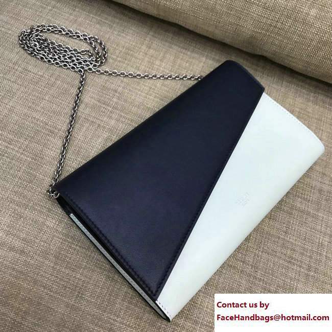 Celine Diagonal Large Flap Wallet On Chain 109053 Navy Blue/White 2017 - Click Image to Close