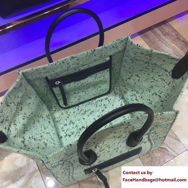 Celine Fuzzy Jacquard Medium Luggage Phantom Bag 169952 Green 2017