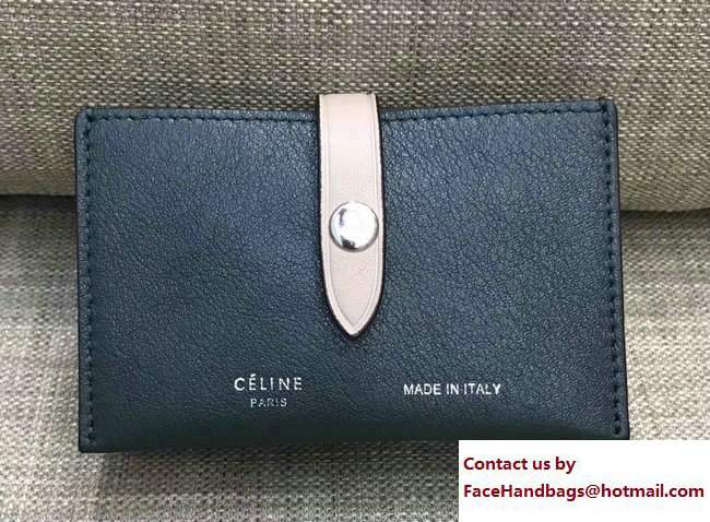 Celine Strap Accordeon Card Holder 104323 Dark Green/Beige - Click Image to Close