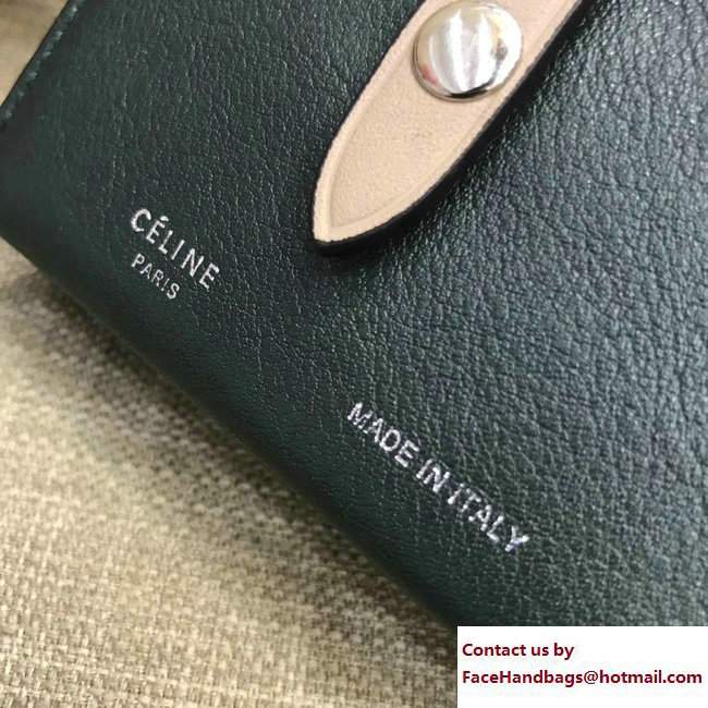 Celine Strap Accordeon Card Holder 104323 Dark Green/Beige - Click Image to Close