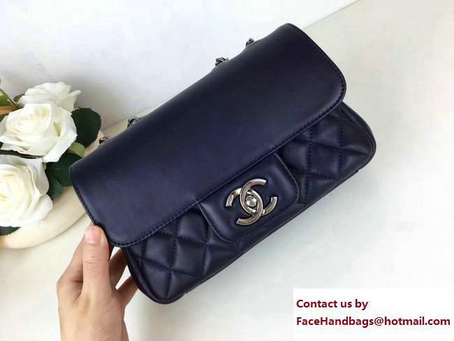 Chanel All About Flap Small Bag A98693 Navy Blue 2017
