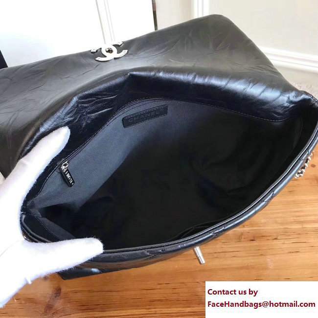 Chanel Big Bang Metallic Crumpled Calfskin Flap Bag A91976 Black 2017
