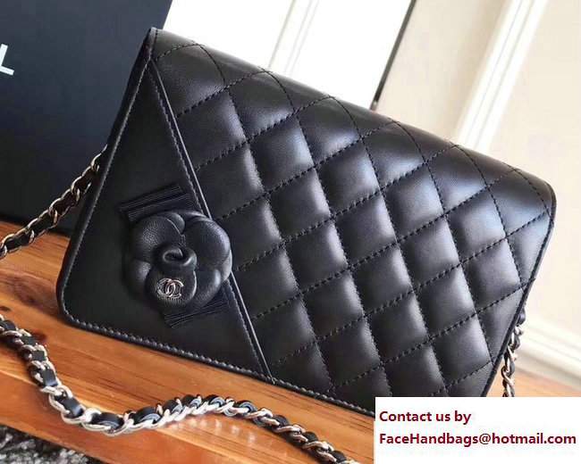 Chanel Bow and Camellia Wallet On Chain WOC Bag Black 2017 - Click Image to Close