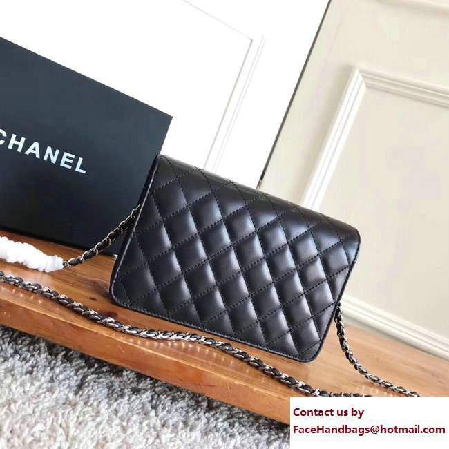 Chanel Bow and Camellia Wallet On Chain WOC Bag Black 2017