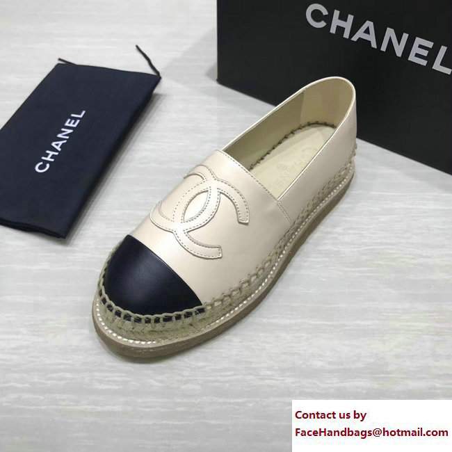 Chanel CC Logo Lambskin Espadrilles G33215 Apricot 2017 - Click Image to Close
