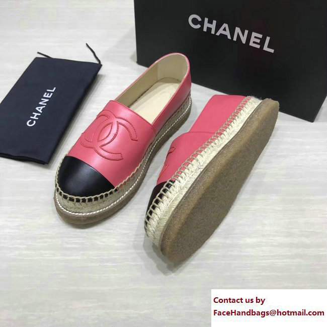 Chanel CC Logo Lambskin Espadrilles G33215 Dark Pink 2017