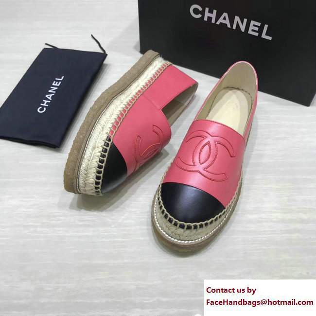 Chanel CC Logo Lambskin Espadrilles G33215 Dark Pink 2017