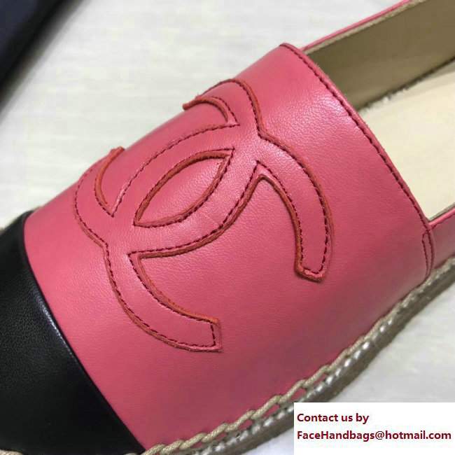 Chanel CC Logo Lambskin Espadrilles G33215 Dark Pink 2017 - Click Image to Close