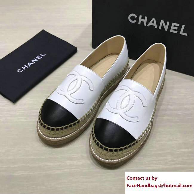 Chanel CC Logo Lambskin Espadrilles G33215 White 2017