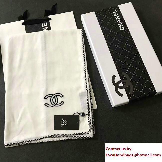 Chanel CC Logo Scarf White 2017