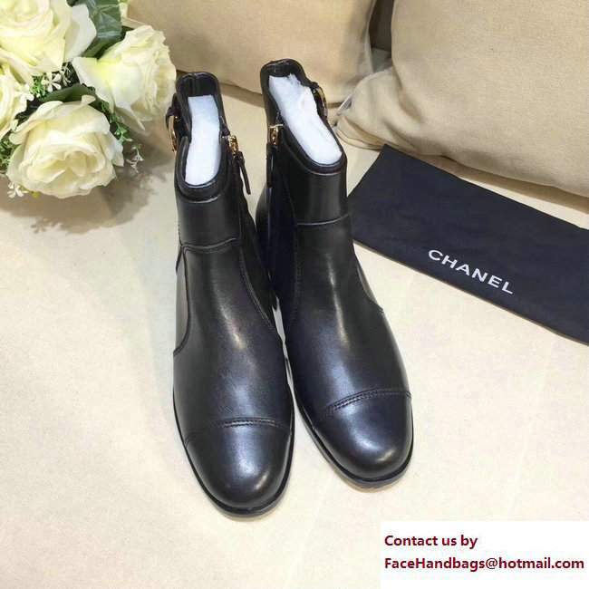 Chanel CC Logo Short Boots Black 2017