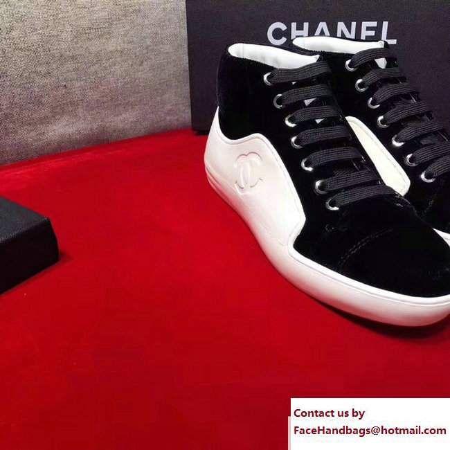 Chanel Calfskin/Velvet Sneakers G32720 White/Black 2017 - Click Image to Close