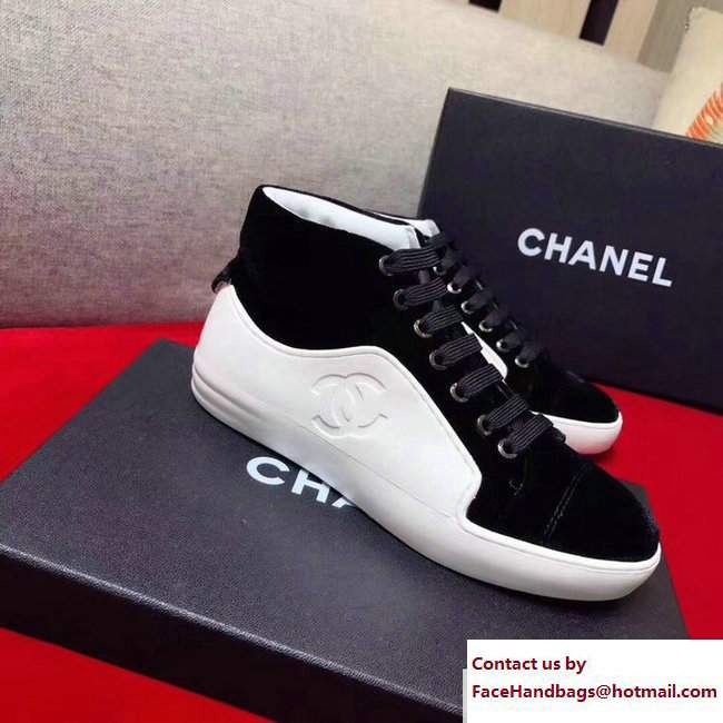 Chanel Calfskin/Velvet Sneakers G32720 White/Black 2017