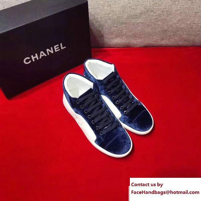 Chanel Calfskin/Velvet Sneakers G32720 White/Blue 2017