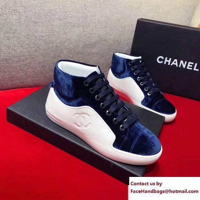 Chanel Calfskin/Velvet Sneakers G32720 White/Blue 2017