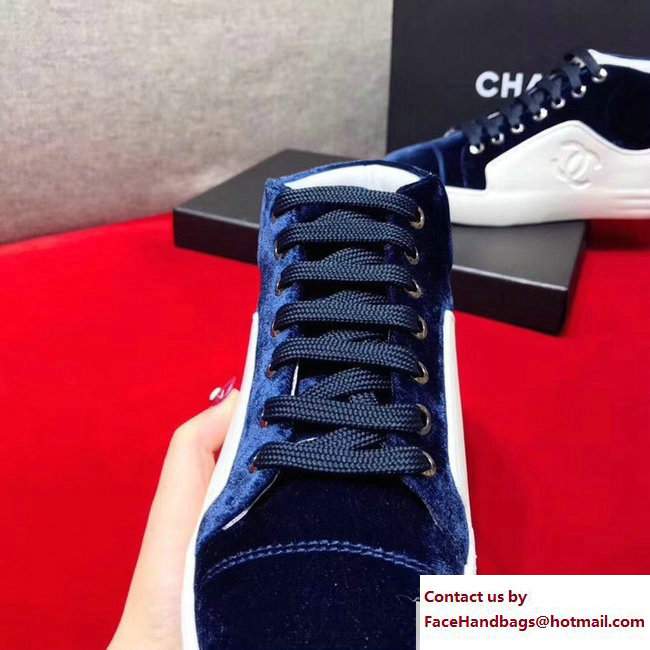 Chanel Calfskin/Velvet Sneakers G32720 White/Blue 2017 - Click Image to Close