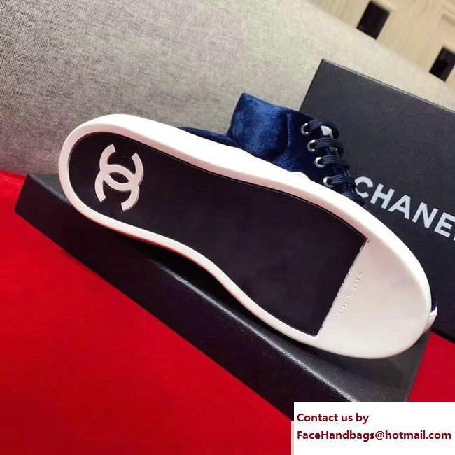 Chanel Calfskin/Velvet Sneakers G32720 White/Blue 2017 - Click Image to Close