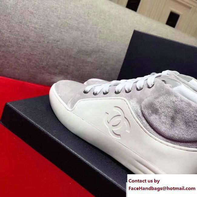 Chanel Calfskin/Velvet Sneakers G32720 White/Light Gray 2017