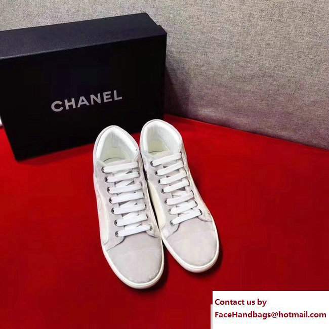 Chanel Calfskin/Velvet Sneakers G32720 White/Light Gray 2017