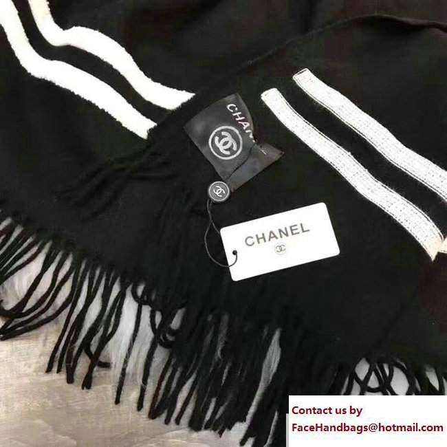 Chanel Cashmere Scarf Logo Black 2017