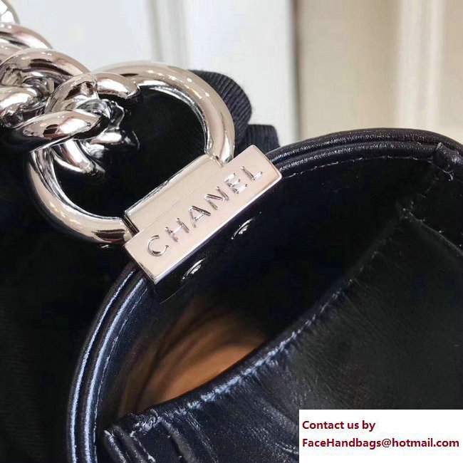 Chanel Chain Braided Chevron Medium Boy Jacket Bag Black 2017