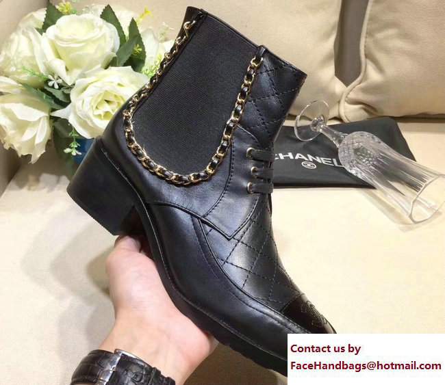 Chanel Chain CC Quilting Short Boots Black 2017