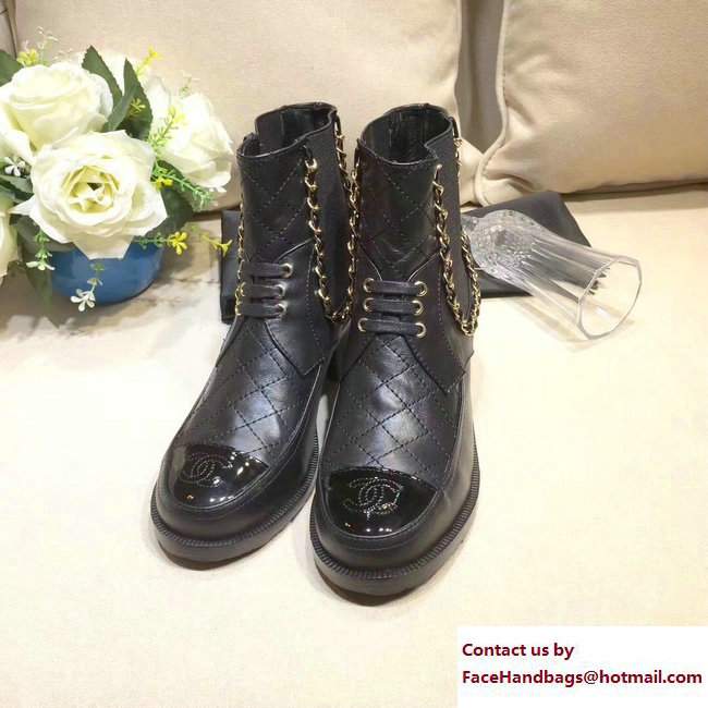 Chanel Chain CC Quilting Short Boots Black 2017 - Click Image to Close