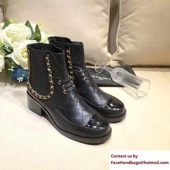 Chanel Chain CC Quilting Short Boots Black 2017