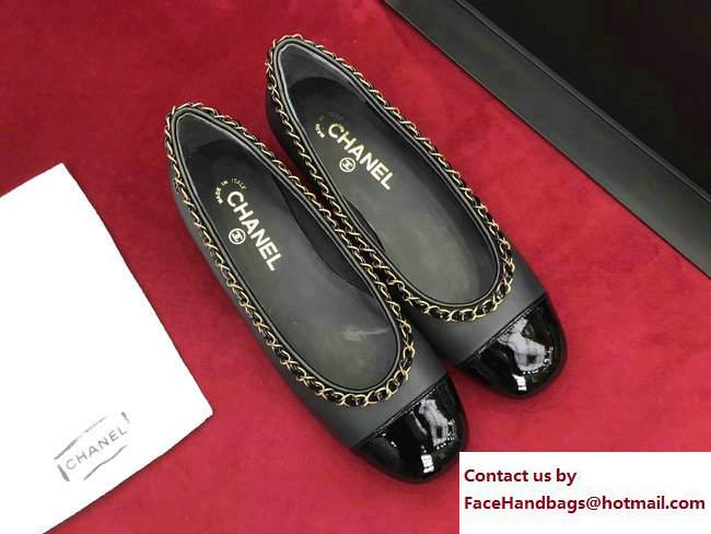 Chanel Chain Flats Ballerinas G32927 Black 2017 - Click Image to Close