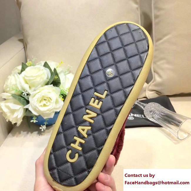 Chanel Chain Shearling and Suede Short Boots G33200 Burgundy 2017 - Click Image to Close