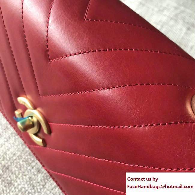 Chanel Chevron Coco Top Handle Flap Small Bag Red 2017 - Click Image to Close