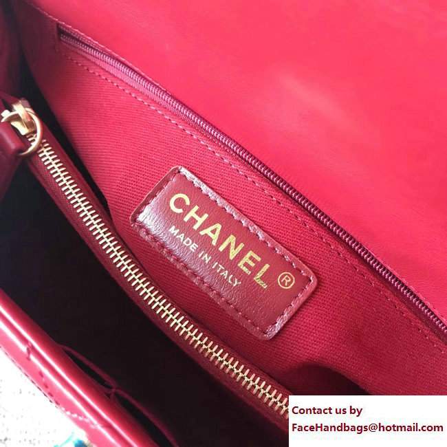 Chanel Chevron Coco Top Handle Flap Small Bag Red 2017