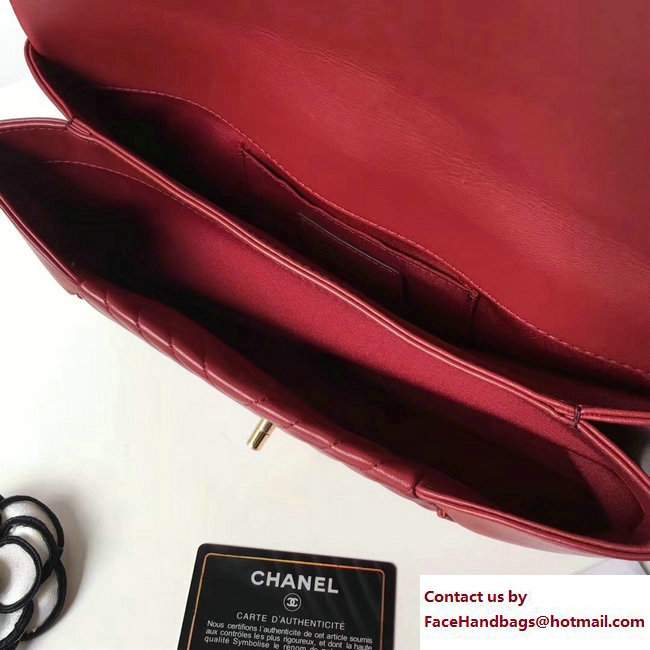 Chanel Chevron Lambskin Clutch Bag A98558 Red/Gold 2017