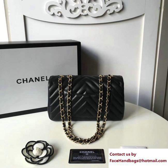Chanel Chevron Statement Small Flap Bag A91587 Black/Gold 2017