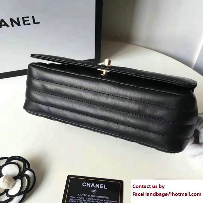 Chanel Chevron Statement Small Flap Bag A91587 Black/Gold 2017