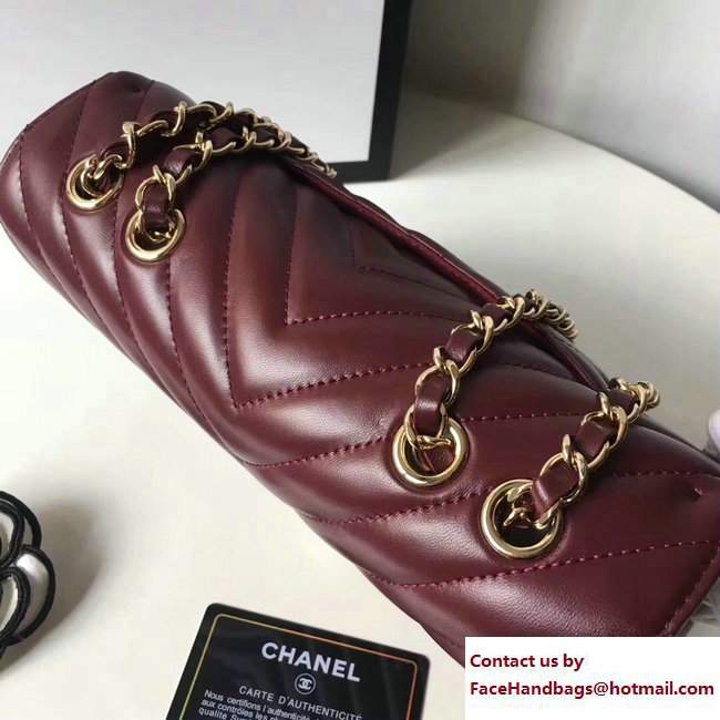 Chanel Chevron Statement Small Flap Bag A91587 Red/Gold 2017 - Click Image to Close