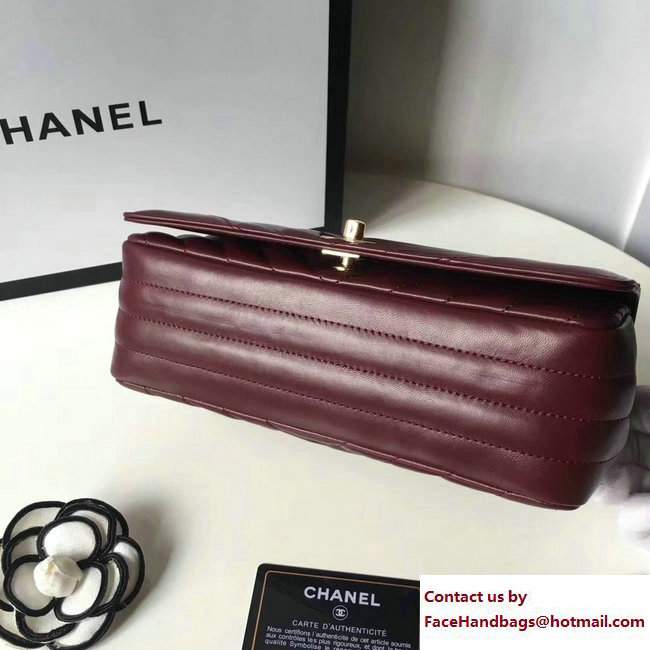 Chanel Chevron Statement Small Flap Bag A91587 Red/Gold 2017 - Click Image to Close
