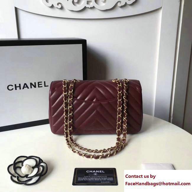 Chanel Chevron Statement Small Flap Bag A91587 Red/Gold 2017
