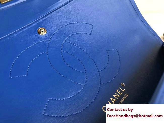 Chanel Classic Flap Jumbo/Large Bag A1113 Blue in Sheepskin Leather with Gold Hardware - Click Image to Close