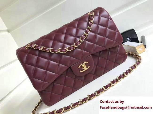 Chanel Classic Flap Jumbo/Large Bag A1113 Date Red in Sheepskin Leather with Gold Hardware