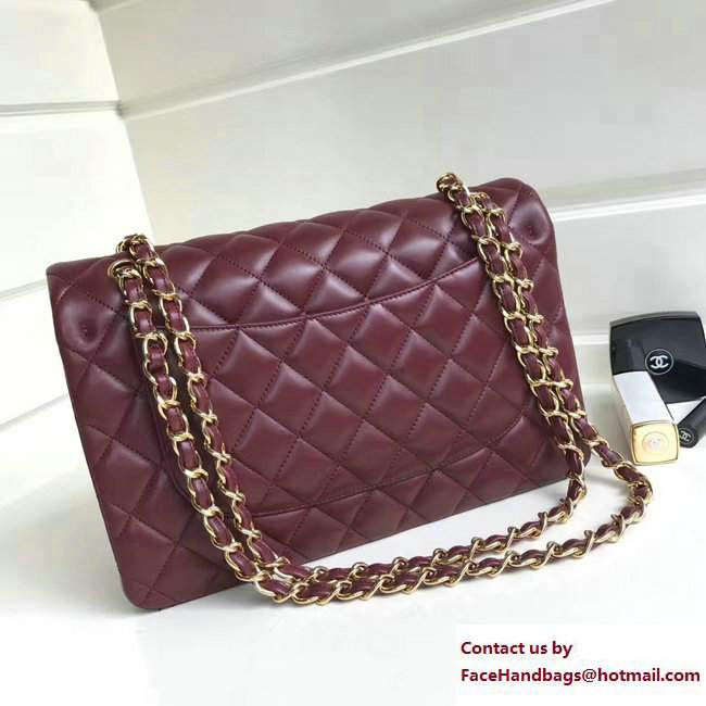 Chanel Classic Flap Jumbo/Large Bag A1113 Date Red in Sheepskin Leather with Gold Hardware