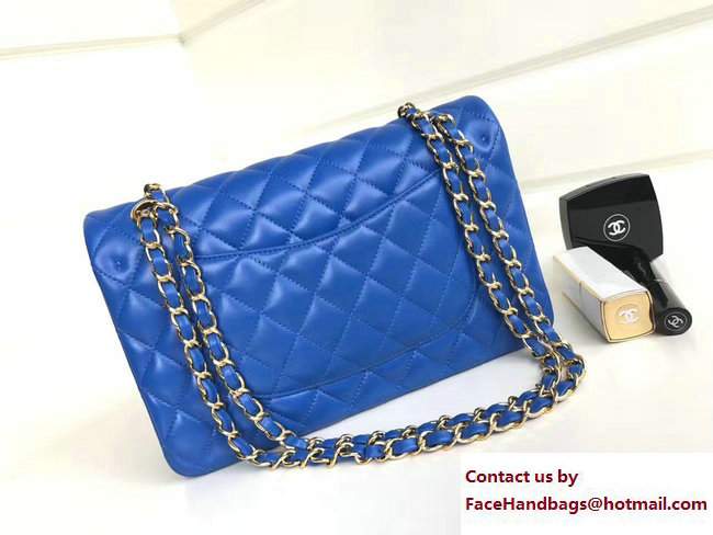 Chanel Classic Flap Medium Bag A1112 Blue in Sheepskin Leather with Gold Hardware