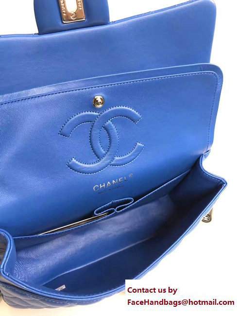 Chanel Classic Flap Medium Bag A1112 Blue in Sheepskin Leather with Silver Hardware