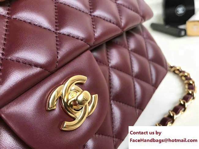 Chanel Classic Flap Medium Bag A1112 Date Red in Sheepskin Leather with Gold Hardware - Click Image to Close