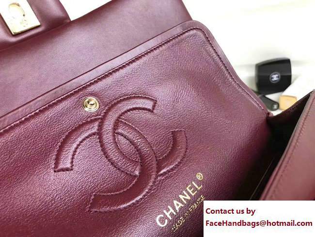 Chanel Classic Flap Medium Bag A1112 Date Red in Sheepskin Leather with Gold Hardware - Click Image to Close