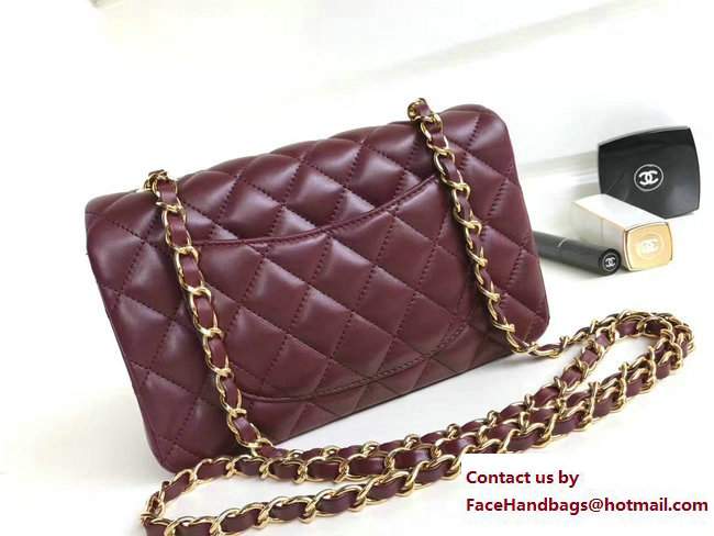 Chanel Classic Flap Small Bag A1116 Date Red in Sheepskin Leather with Gold Hardware