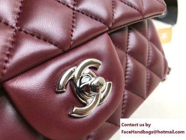 Chanel Classic Flap Small Bag A1116 Date Red in Sheepskin Leather with Silver Hardware