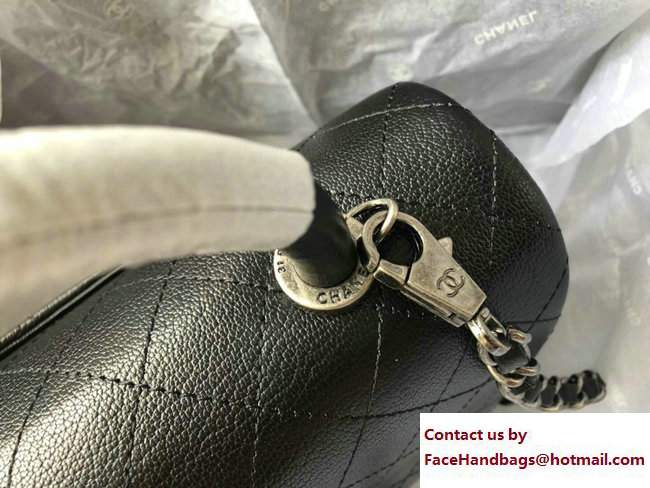 Chanel Coco Top Handle Flap Shoulder Bag Caviar Black 2017