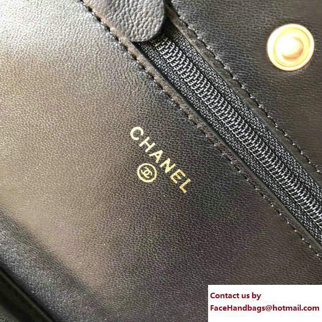 Chanel Crumpled Calfskin Gabrielle Wallet On Chain WOC Bag A84389 Black/Gold 2017