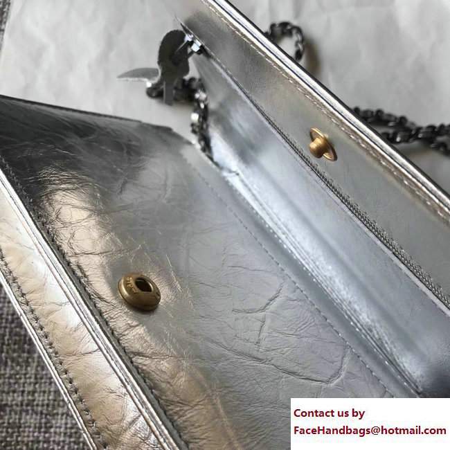 Chanel Crumpled Calfskin Gabrielle Wallet On Chain WOC Bag A84389 Silver/Gold 2017